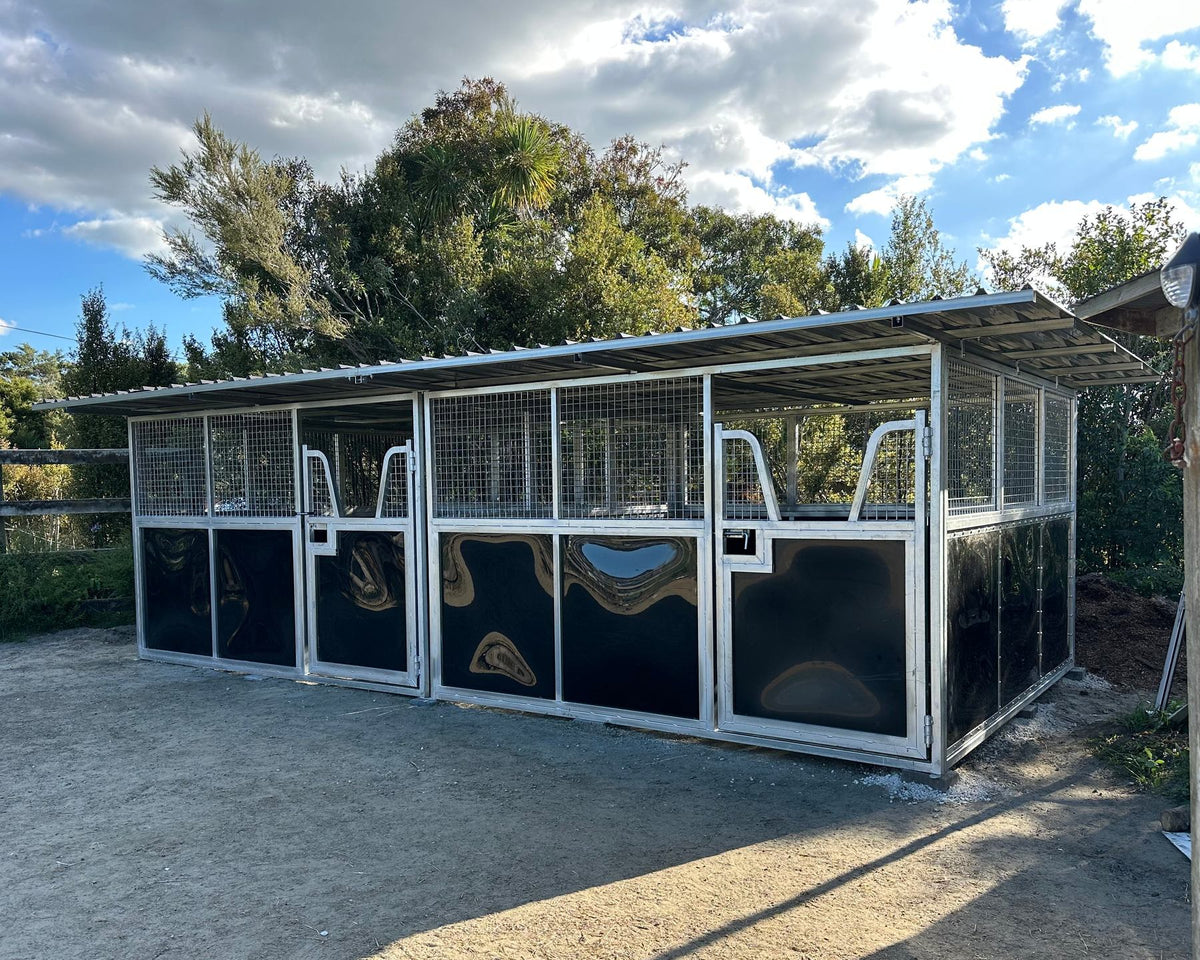 Modular horse stable 3.6m x 3.6m galvanised steel bay New Zealand